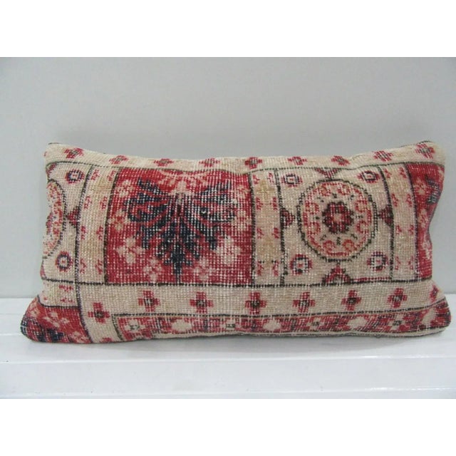 Handmade Ivory and Red Turkish Pillow Cover For Sale - Image 4 of 4