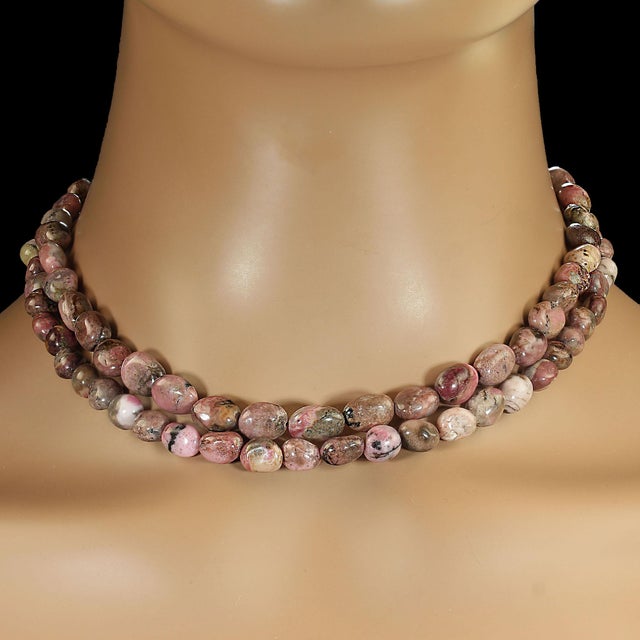 Ajd 33 Inch Rhodonite Smooth Nugget Necklace For Sale - Image 4 of 6