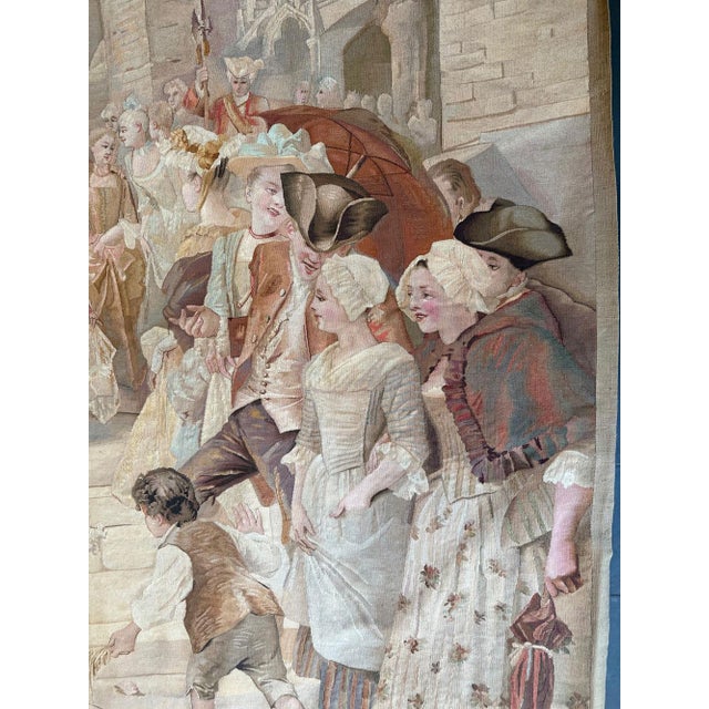 Ivory Antique French Tapestry Vouveh Quality 'Wedding Subject" For Sale - Image 8 of 12