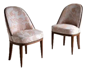 Set of Art Deco Mahogany Curved Back Chairs, France, 1920s