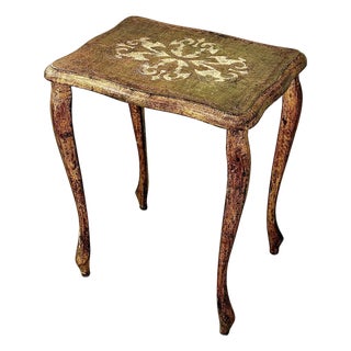 Vintage Mid-Century Italian Florentine Neoclassical Giltwood Rectangle Table With Cabriole Legs For Sale