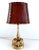 Mid-Century Italian Palm Leaf Table Lamp in Brass with Leather Lampshade, 1970s For Sale - Image 10 of 12