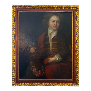 Nineteenth Century Oil Painting of Young Lad & His Dog