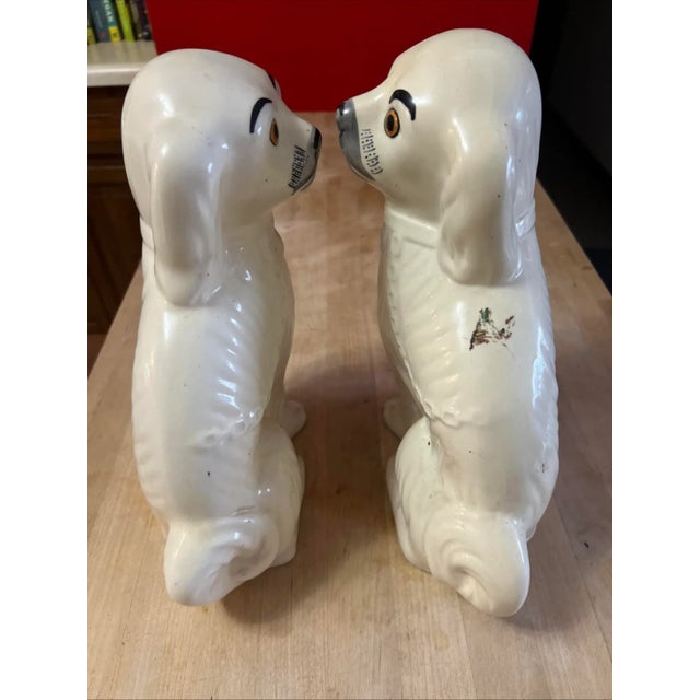 1930s Pair of Vintage Decorated Staffordshire Dogs, Circa 1930's For Sale - Image 5 of 15