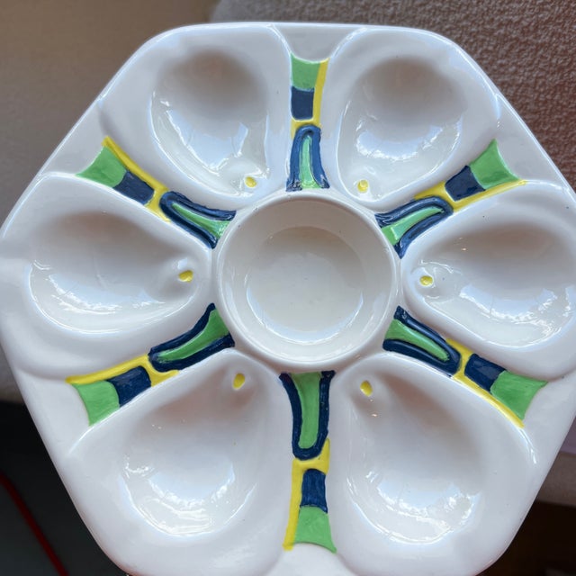 Vintage Hand Painted Oyster Plate For Sale - Image 4 of 10