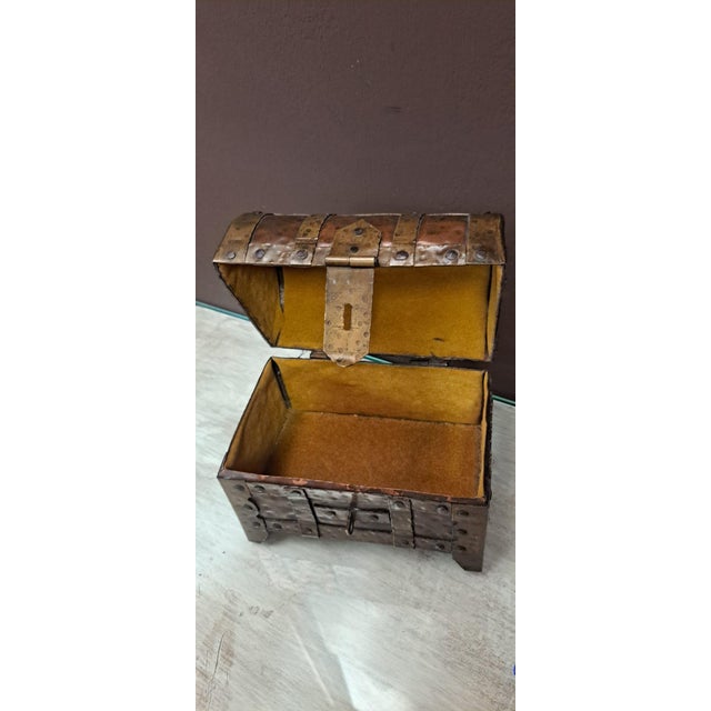 Metal Brass and Copper Jewelry Box, 1950s For Sale - Image 7 of 9