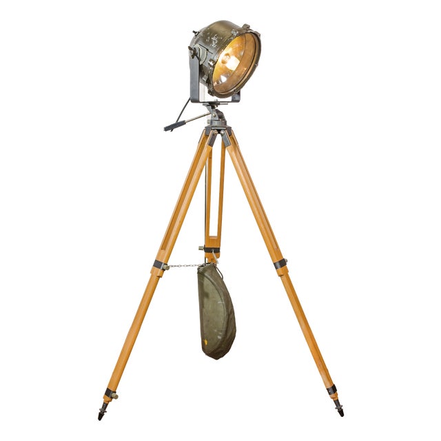 Industrial Leopard 1 Military Tank Search Spotlight Floor Lamp, 1950s For Sale