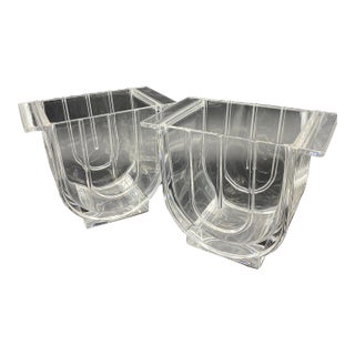Vintage Pair of Crystal Laura Griziotti Italian Vases, Arnolfo Di Cambio Crystal, Signed For Sale