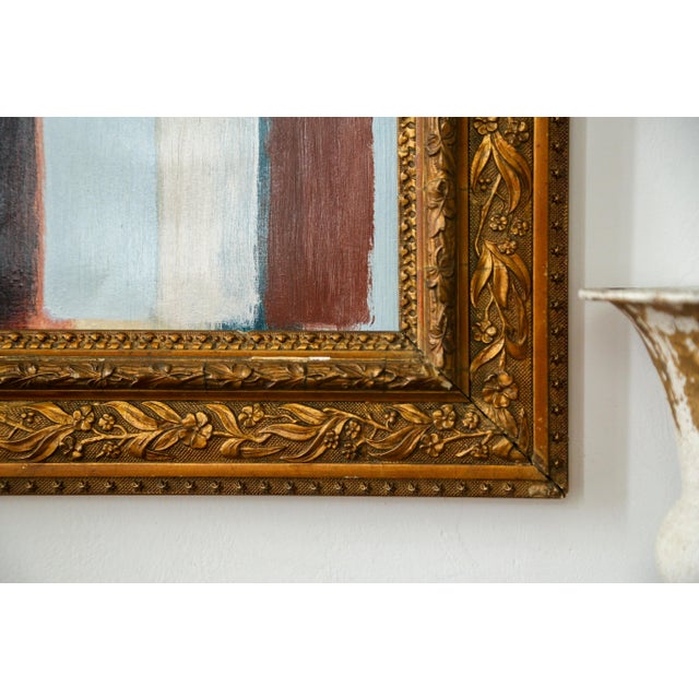 Wood Original Framed Abstract Painting in Antique Gold Bronze Frame For Sale - Image 7 of 13