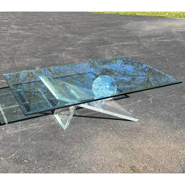 Lucite and Glass Coffee Table For Sale - Image 10 of 12