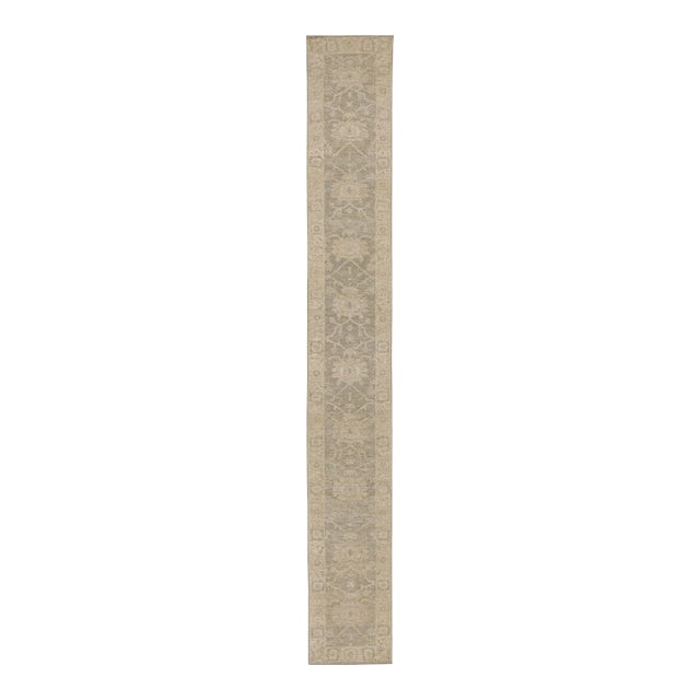 Rug & Kilim’s Oushak Style Runner Rug in Beige/Brown, With Floral Patterns For Sale