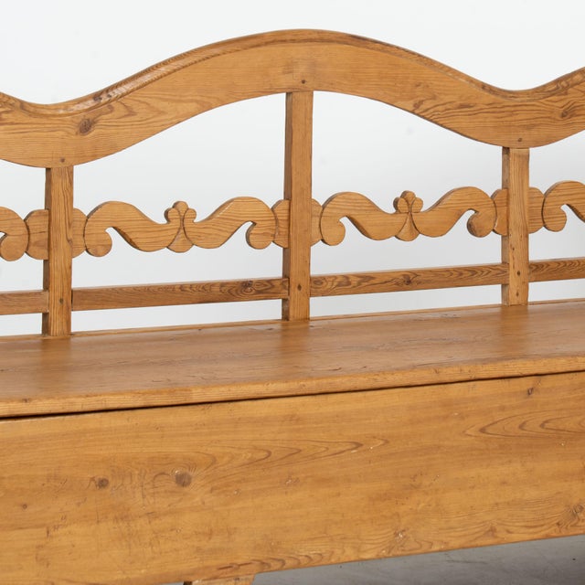 Brown 19th Century Swedish Pine Bench With Storage For Sale - Image 8 of 14