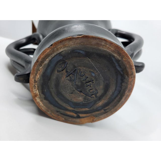 French Ear Vase in Black Ceramic by Jean Austruy, 1950 For Sale - Image 12 of 17