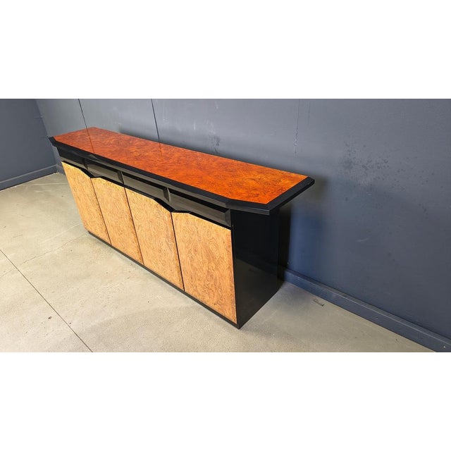Paint Vintage Lacquer and Burl Wood Credenza, 1980s For Sale - Image 7 of 15