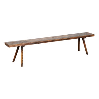19th Century Rustic Plank Bench With Splay Peg Legs For Sale