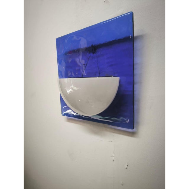 Glass Blue Murano Glass Wall Lamp, 1980s For Sale - Image 7 of 10