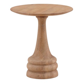 Modern Mango Wood Drip Pedestal Side Table For Sale