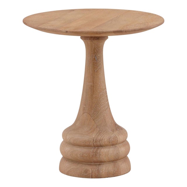 Modern Mango Wood Drip Pedestal Side Table For Sale