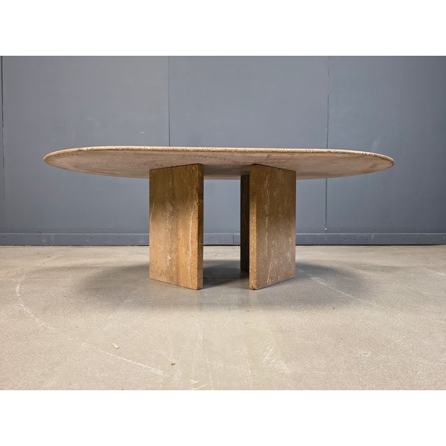 1970s Vintage Oval Travertine Coffee Table, 1970s For Sale - Image 5 of 15