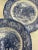 Set of six Staffordshire England transfer-ware blue and white “Washington at Valley Forge” motif dessert plates.Marked...