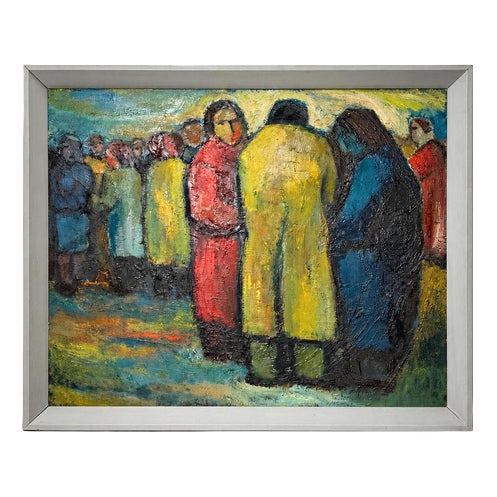 Frans Minnaert, Figurative Composition, Oil Painting on Panel, Framed For Sale