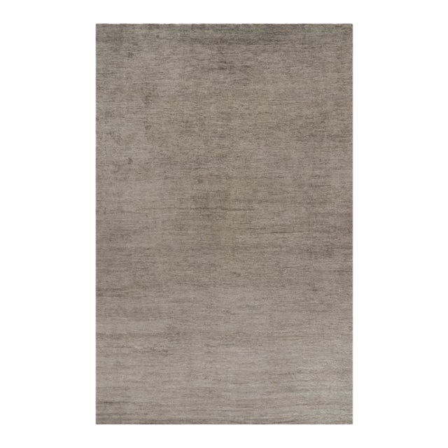 Rug & Kilim’s Oversized Modern Textural Rug in Brown, Gray and Beige Striae - 14x22 For Sale