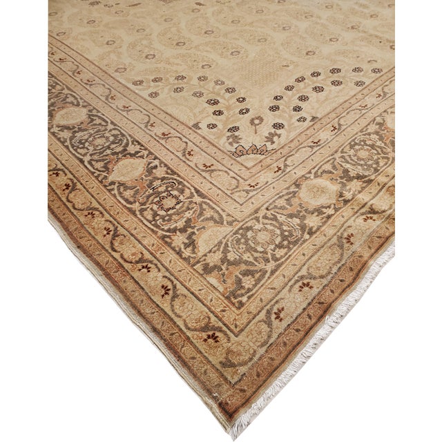 Persian Antique Tabriz Carpet, Hadji Jalili Persian Rug, Earth Tones, Ivory, Terracotta For Sale - Image 3 of 18