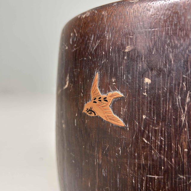 Wood Antique Kiri Maki-E Hibachi in Bamboo, Japan, 1890s For Sale - Image 7 of 16