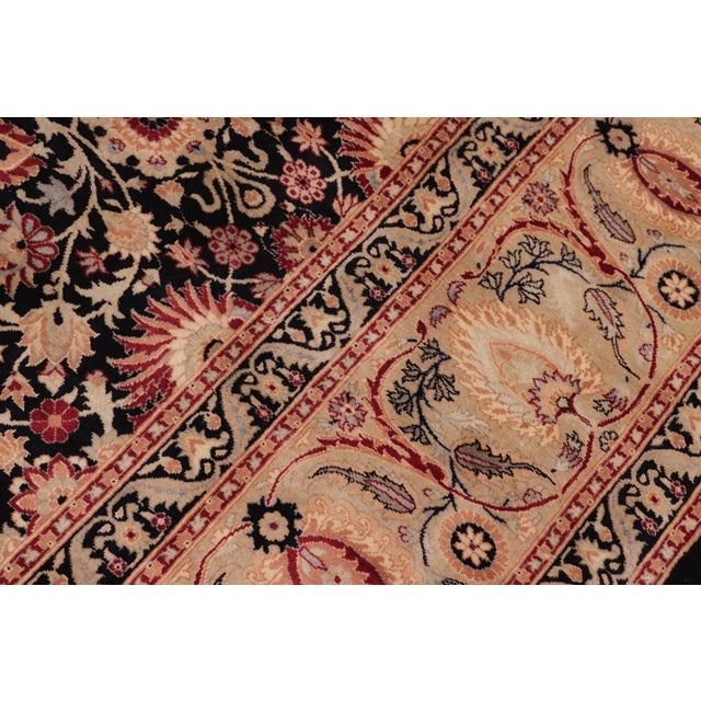 Textile Floral Pak-Persian Black/Tan Wool Rug - 8'1'' X 9'10'' For Sale - Image 7 of 9