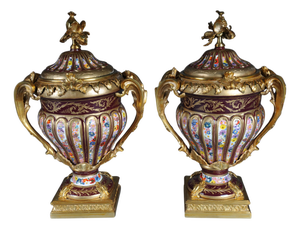 Brass Lidded Vases, Set of 2