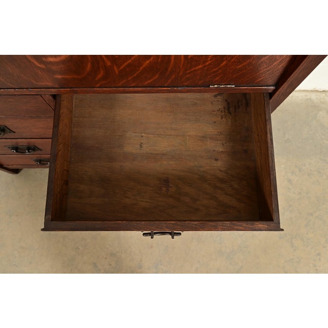 Gustav Stickley Antique Mission Oak Arts & Crafts Drop Front Secretary Desk, Circa 1910 For Sale - Image 9 of 17