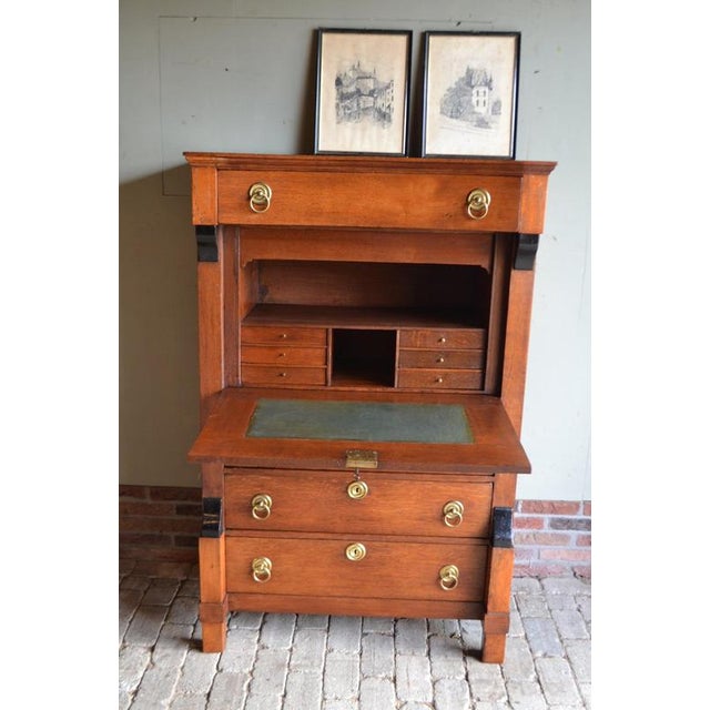 Traditional Antique Oak Empire Secretaire Desk For Sale - Image 3 of 14