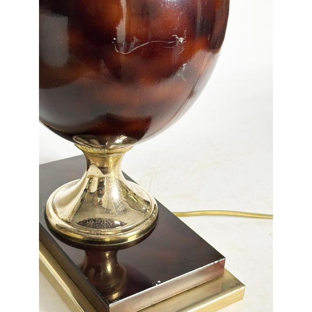 Burgundy-Colored Lamp with Brass Accents, France, 1970 For Sale - Image 12 of 16