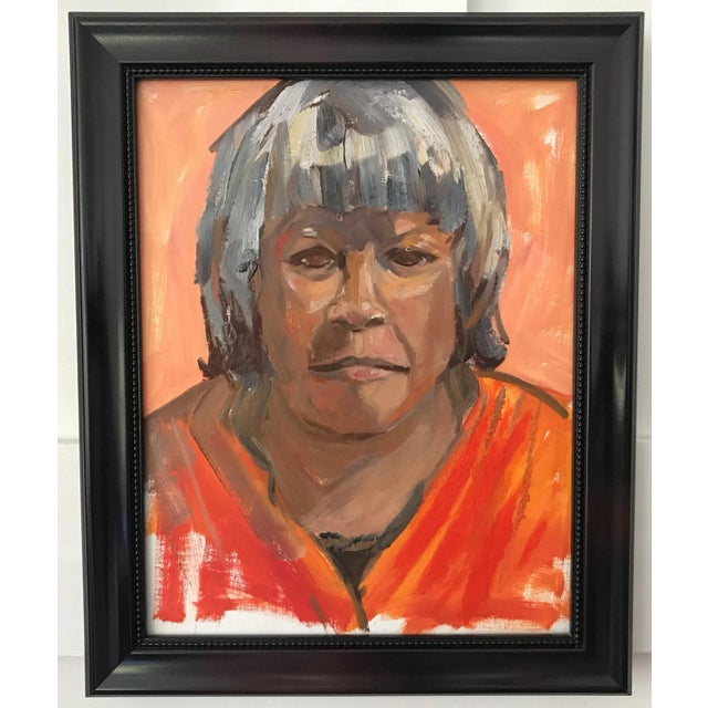 "Retrato De Una Mujer" Contemporary Acrylic Portrait, Framed For Sale - Image 11 of 11