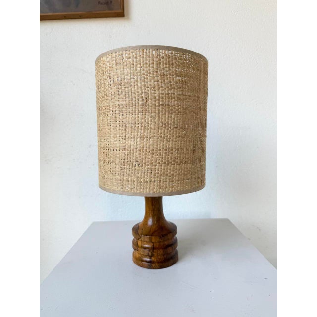 Turned Olive Wood Table Lamp, 1950s For Sale - Image 10 of 17