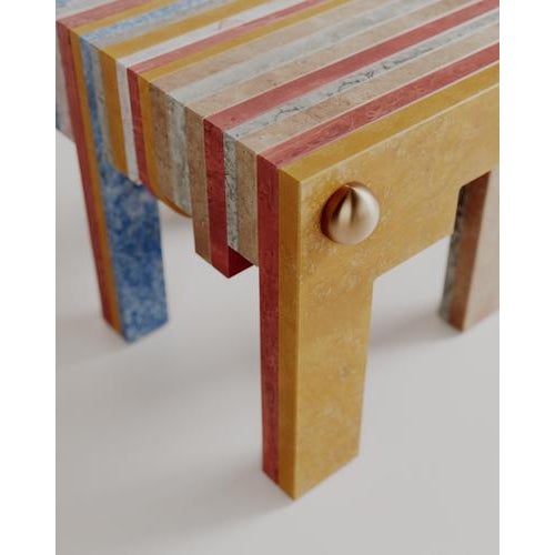 Brown Architectural Layered Marble Stone Strata Stool by Esther Knopfler For Sale - Image 8 of 12