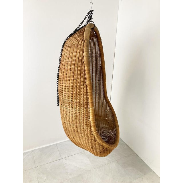 Boho Chic Vintage Hanging Egg Chair attributed to Nanna Ditzel, 1960s For Sale - Image 3 of 9