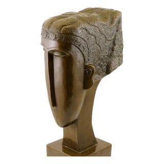 Unknown, Woman's Head, Brown Patinated Bronze For Sale