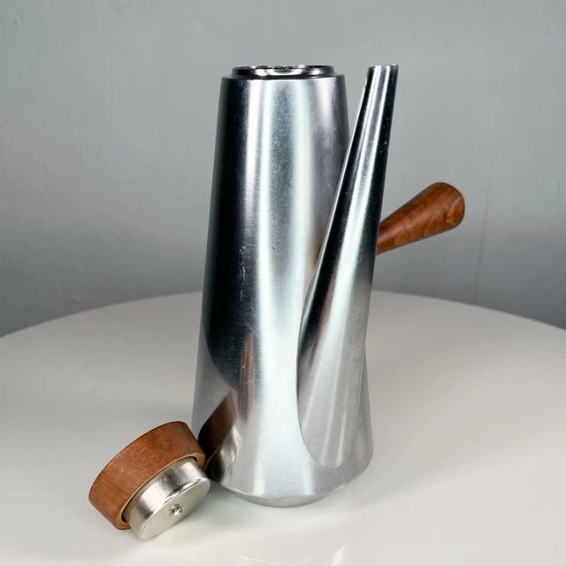 Wood Alessi Stainless Steel Coffee Pot, Mid-Century Modern, 1960s For Sale - Image 7 of 16