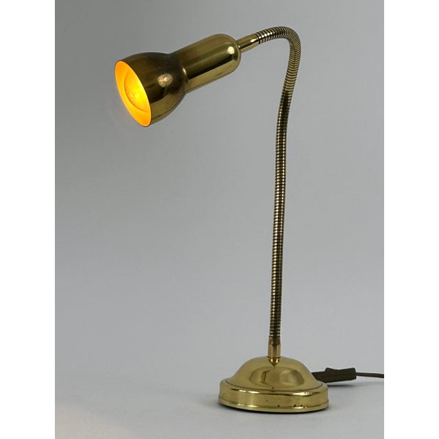 Mid-Century Modern Gooseneck Brass Table Lamp, Germany, 1970s For Sale - Image 16 of 18