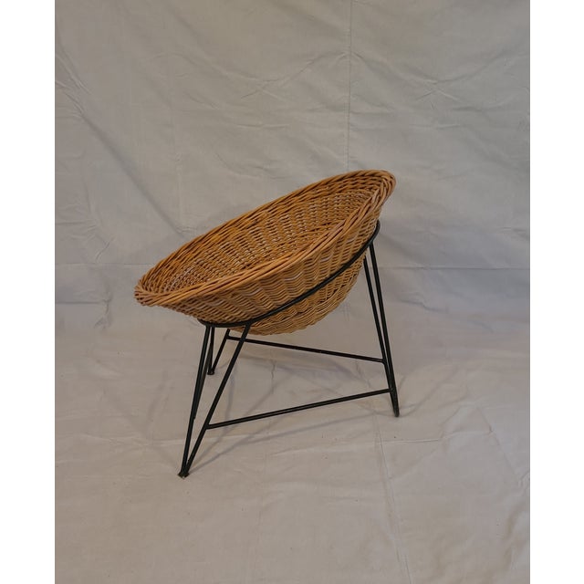 Mid-Century Modern Mid 20th Century Wicker/Rattan Basket Chair For Sale - Image 3 of 4