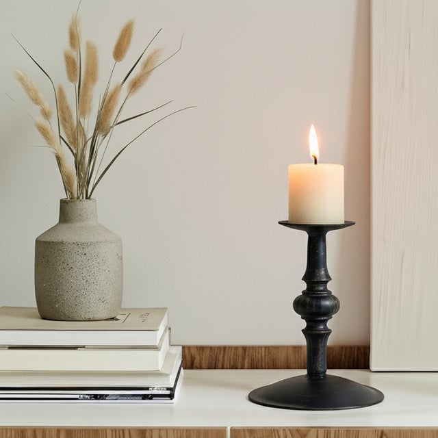 Zen Candlestick | Handcrafted Minimalist Metal Candle Holder for Serene Decor For Sale - Image 4 of 4
