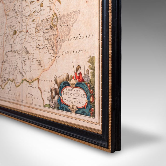 Antique Map of Breconshire, Dutch, Atlas Cartography, Joan Blaeu, Wales, c.1660 For Sale - Image 11 of 11