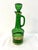 Lovely Italian transparent glass handled decanter in Emerald green featuring 24 karat gold embellishments in a grapevine...