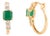 18k Yellow Gold 1.45Ct Square Emerald & Diamond Everyday Hoop Earrings- A Pair For Sale