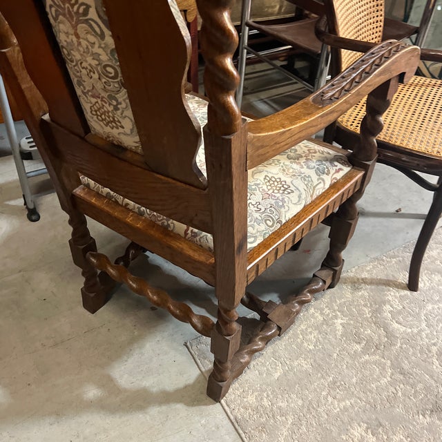 1970s English Style Carved Wooden Barley Twist Accent Chair For Sale - Image 10 of 10