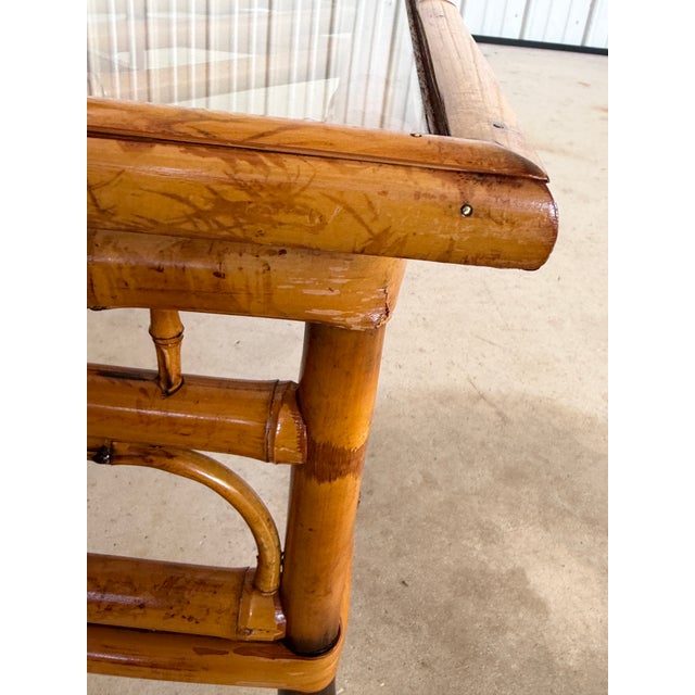 Sienna Vintage Brighton Pavilion Style Bamboo Coffee Table With Glass Top For Sale - Image 8 of 12