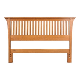Stickley Mission Oak Arts & Crafts Queen Size Spindle Headboard For Sale