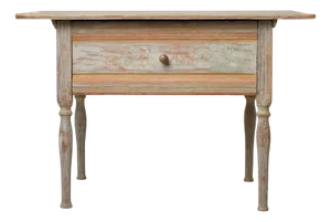 Swedish Folk Art Side Table with Large Drawer