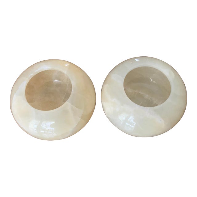 1970s Alabaster Votive Candle Planter/ Catchall - a Pair For Sale